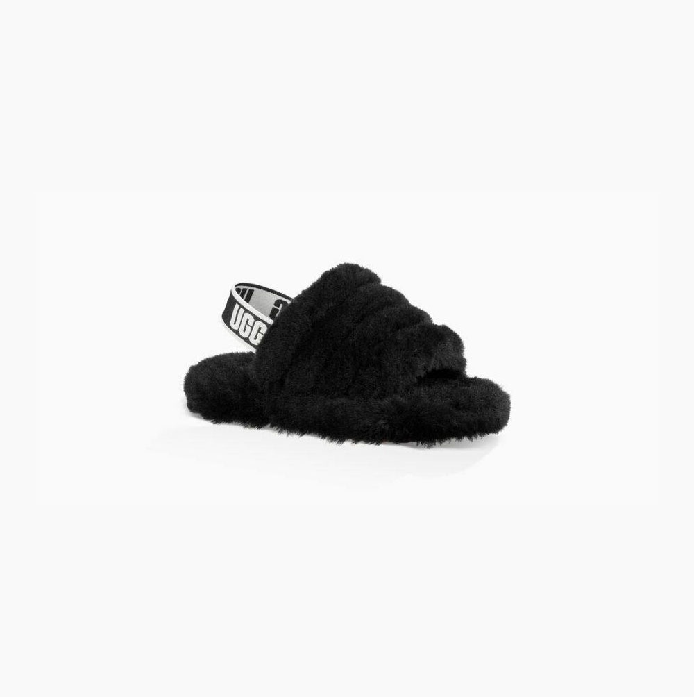 UGG Fluff Yeah Black Slides for Kids (EPRB38294)